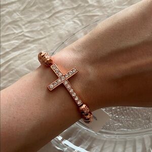 Elegant Rose Gold Cross Bracelet